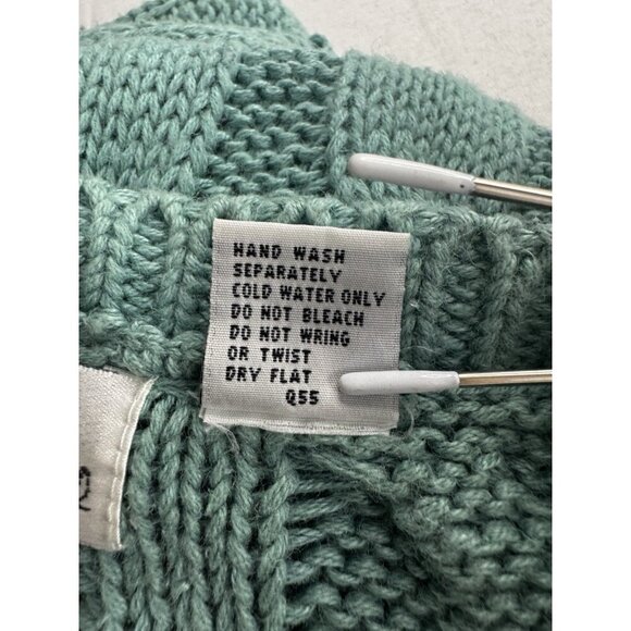 Vintage Chunky Cable Knit Extra Long Sweater Dress L Seafoam Green Fisherman Fit - Picture 11 of 14